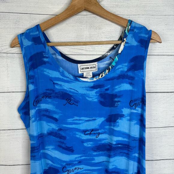 VTG California Crush Size Large Maxi Dress Set Cafe Beachy 90s Retro Artsy - Picture 6 of 14